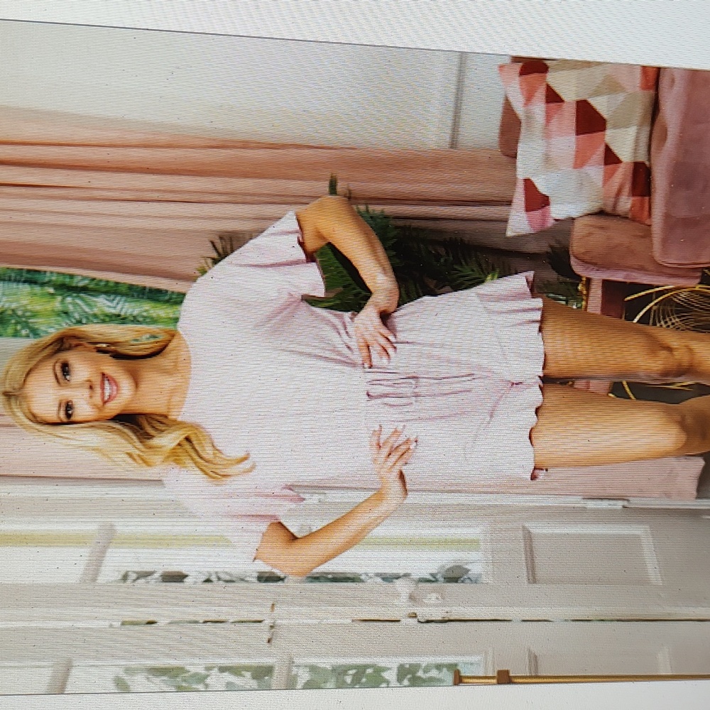 NWT - Women's Pink Drawstring Ruffle Sleeve and Hem Romper - Picture 4 of 6